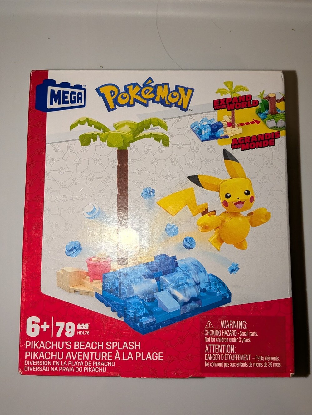 Mega Blocks Pokémon Pikachu Beach Splash Building Set - Yellow & Blue Brand New